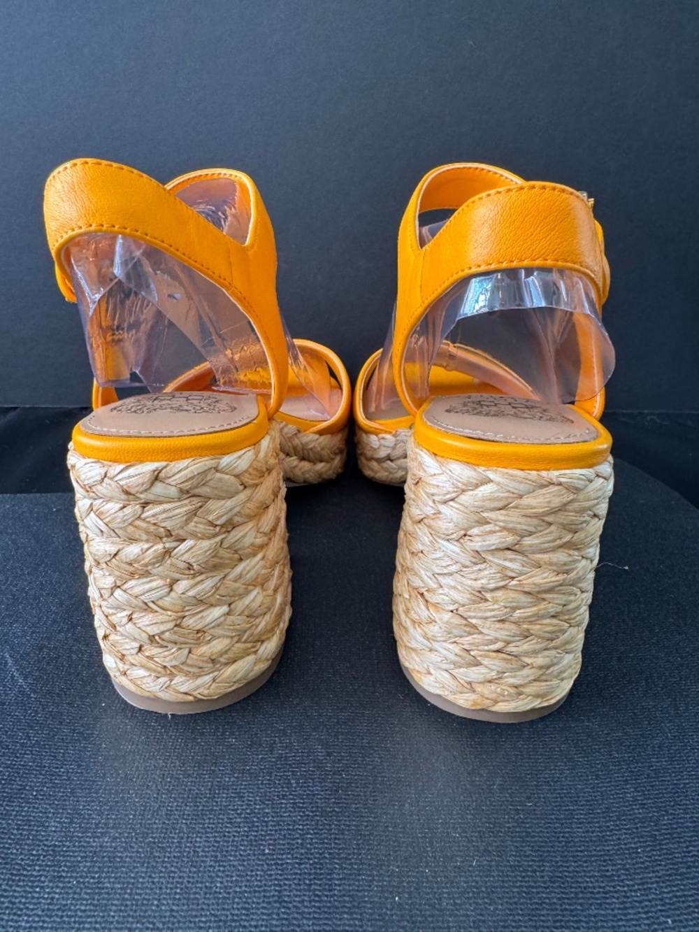 Vince Camuto Orange Leather Espadrille Sandals Ankle Strap Size 6 NWOB - Picture 5 of 16